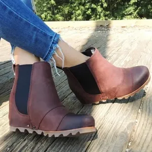 Sorel Lea Wedge Ankle Boots In Redwood/Black Women’s Size 10 thumbnail 1