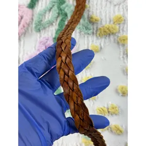 Vintage‎ Braided Leather Belt Cognac Brown Woven Boho Western 36 Inch thumbnail 7