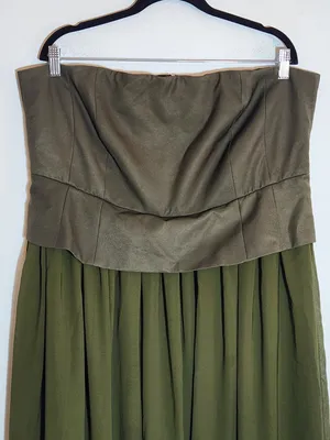 Eloquii Green Strapless Maxi Formal Dress Size 16 NWT Wedding Guest Dress thumbnail 2