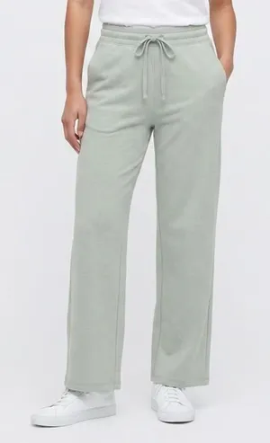 Yogalicious Central Park Brushed Terry Wide Leg Pants Sage Green Large thumbnail 1