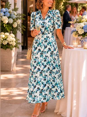 Tuckernuck Blue‎ Blooms Linen Maxi Dress Size XS Floral Coastal Vacation thumbnail 3