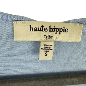Haute Hippie Tribe Blue Viscose Floral Embroidered Short‎ Sleeve Blouse Size S thumbnail 5