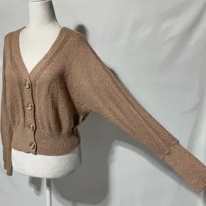 Abercrombie & Fitch Button Front V-Neck Cardigan Sweater Light Brown Size Small thumbnail 11