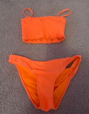 neon orange bikini set Size M thumbnail 1