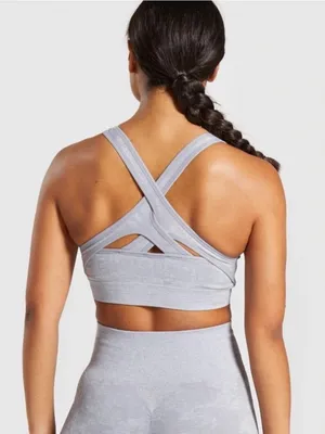 Gymshark Adapt Camo Seamless Bra in Light Gray thumbnail 2