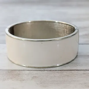 Cream Enamel Chunky Hinged Bracelet thumbnail 8