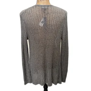 NWT Gap‎ Lightweight Knit Slim Cardigan Silver Metallic Wool Alpaca Size Large thumbnail 3