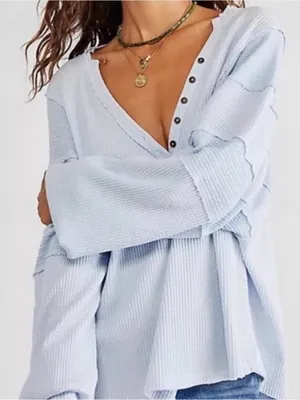 Free People We the Free Callisto Henley Light Blue XS thumbnail 1
