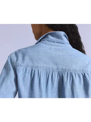 New Levi's Women's L Blue Tab Coral Shirt Chambray Medium Wash Large Japanese thumbnail 4