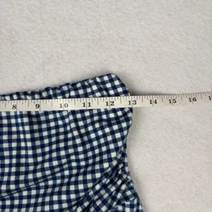 Y2K Style Tree Gingham Tube Top Women's M Blue Plaid Asymmetrical Summer Boho thumbnail 5