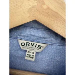 Orvis Women’s XL Blue Linen Rayon‎ Long Sleeve Shirt Boho Coastal Blouse thumbnail 6