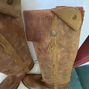 Women’s size 8.5 Corral Vintage Cognac Deer knee high western distressed boots. thumbnail 3