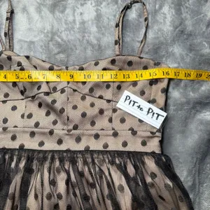 Fossil Polka Dot Tulle Mini Dress S Tan‎ Black Whimsigoth Homecoming Dark Fairy thumbnail 6