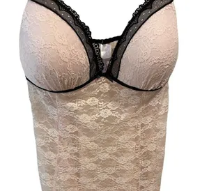 Secret Treasures Pink and Black Lace Lingerie Sleepwear Bra Top thumbnail 2