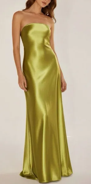 LOVERS + FRIENDS Lucy Open Back Cowl Satin Gown, Chartreuse, XS thumbnail 1