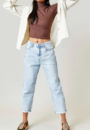 Francesca's ribbed turtle neck top thumbnail 1