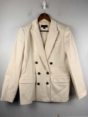 J. Crew Double-breasted Alfie blazer in lightweight chino in cream size 12 READ thumbnail 2