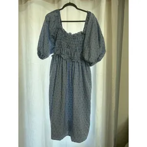 Maeve Smocked Midi Dress Striped Polka Dot Midi Size large thumbnail 3