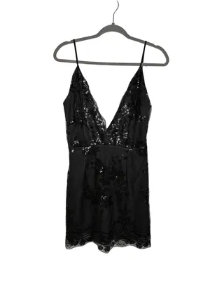 🖤 SUPERDOWN Abigal Mini Dress Size M Black Sequin Lace Party Cocktail Dress‎ 🖤 thumbnail 2