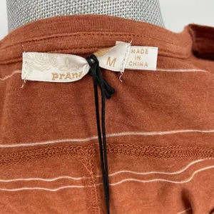 NWT prAna Foundation Scoop Neck Tank Top Shirt Size Medium Orange Stripe Stretch thumbnail 7
