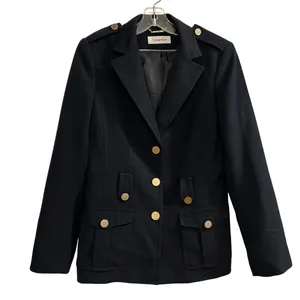 Calvin Klein‎ Womens Navy Military Style Blazer Jacket Gold Buttons thumbnail 1