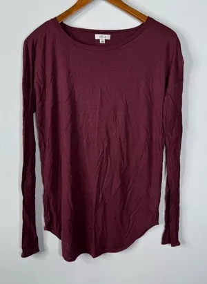 Wilfred Burgundy Crossover Back Long Sleeve Shirt Size‎ Small thumbnail 1