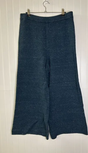 Free People Beach Hailee Sweater High Rise Wide Leg Pants Size Large Blue thumbnail 1