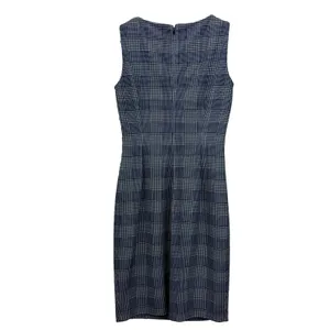Calvin Klein Houndstooth Black White Sunburst Seam Sleeveless Sheath Dress Sz 4 thumbnail 5