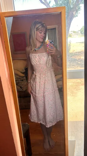 Vintage pink floral dress thumbnail 3