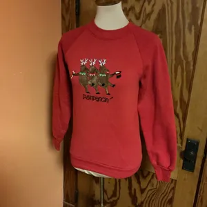 Vtg 80s Reindancing embroidered Holiday Sweatshirt thumbnail 7