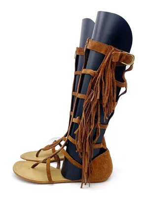 Colin Stuart Victoria’s Secret Sandals 9B Suede Fringe Tall Gladiator Festival thumbnail 3