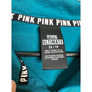 PINK Quarter Zip‎ Pullover Womens XS Teal Excellent Ultimate Logo Thumbhole thumbnail 3