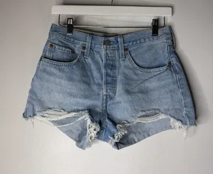 Levi's 501 cut off jean shorts light wash‎ distressed size 27 thumbnail 1