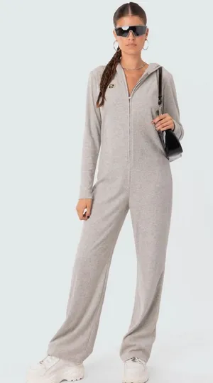 Edikted Terry Cloth Hooded Loungewear Jumpsuit thumbnail 1