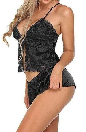 Rematt 2 Piece Black Lingerie, Sleepwear, Pajama, Cami Set Size: Small thumbnail 1