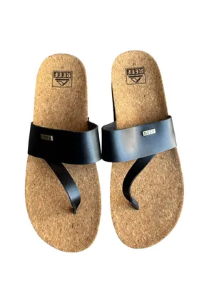 Reef - NWOB Cushion Sol Hi Platform Sandals Black Cork Footbed Thong Size 10 thumbnail 2