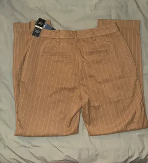 Abercrombie Pants Women's Medium Brown Striped Slack Cropped Relaxed thumbnail 4