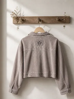 POL Cropped Corduroy Jacket in Taupe thumbnail 4