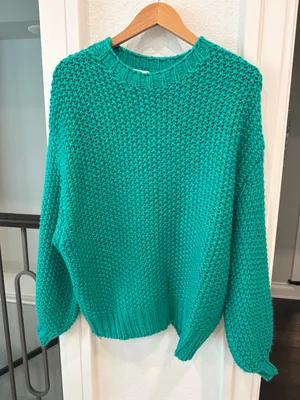Le Lis Collection Chunky Knit Oversized Sweater Emerald Green Size Small NWT thumbnail 2