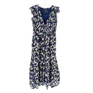 Anthropologie Daisy Midi Dress Women XS Navy Tiered Boho Romantic Cottagecore thumbnail 3