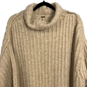 Free People Women's Cream Chunky Knit Cowl Neck Sweater Size Medium thumbnail 2