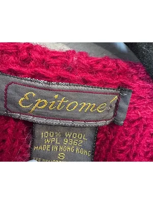 Vintage Epitome Womens Small 100% Wool Cardigan Red Open Front Pocket Sweater thumbnail 6