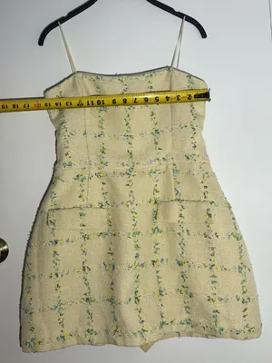 Amanda Uprichard Cream Floral-Check Tweed Mini Dress thumbnail 6