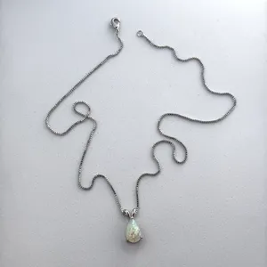 Opal Teardrop Shape Pendant Necklace for Women thumbnail 5