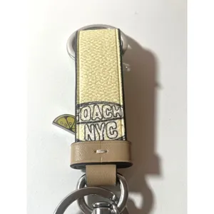 Coach Trigger Snap Keychain Yellow Lemon Leather Silver Hardware NYC thumbnail 5