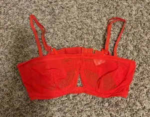 Free People Hot As Hell Bra 30-38DD Red Mesh Sheer Adjustable Buckle Closures thumbnail 1