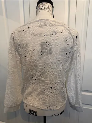 White Eyelet V-Neck Swim Coverup Tunic thumbnail 3