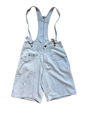 Vintage 90s LEI Light Blue Denim Short Overalls M thumbnail 1