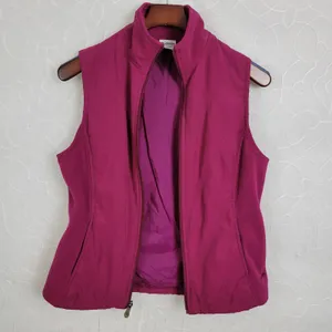 Columbia Womens Jacket Vest Sz S Pink Mock Neck Full Zip Fleece Paneled Lined thumbnail 3