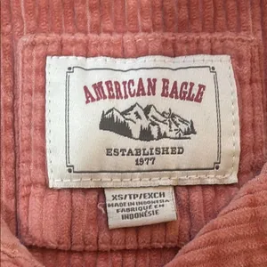 American Eagle Corduroy Button Down Shirt in Pink thumbnail 3